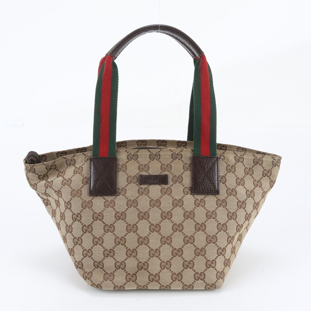 Gucci GG Canvas Sherry Line 131228 Leather Tote Bag Shoulder Handbag for Women